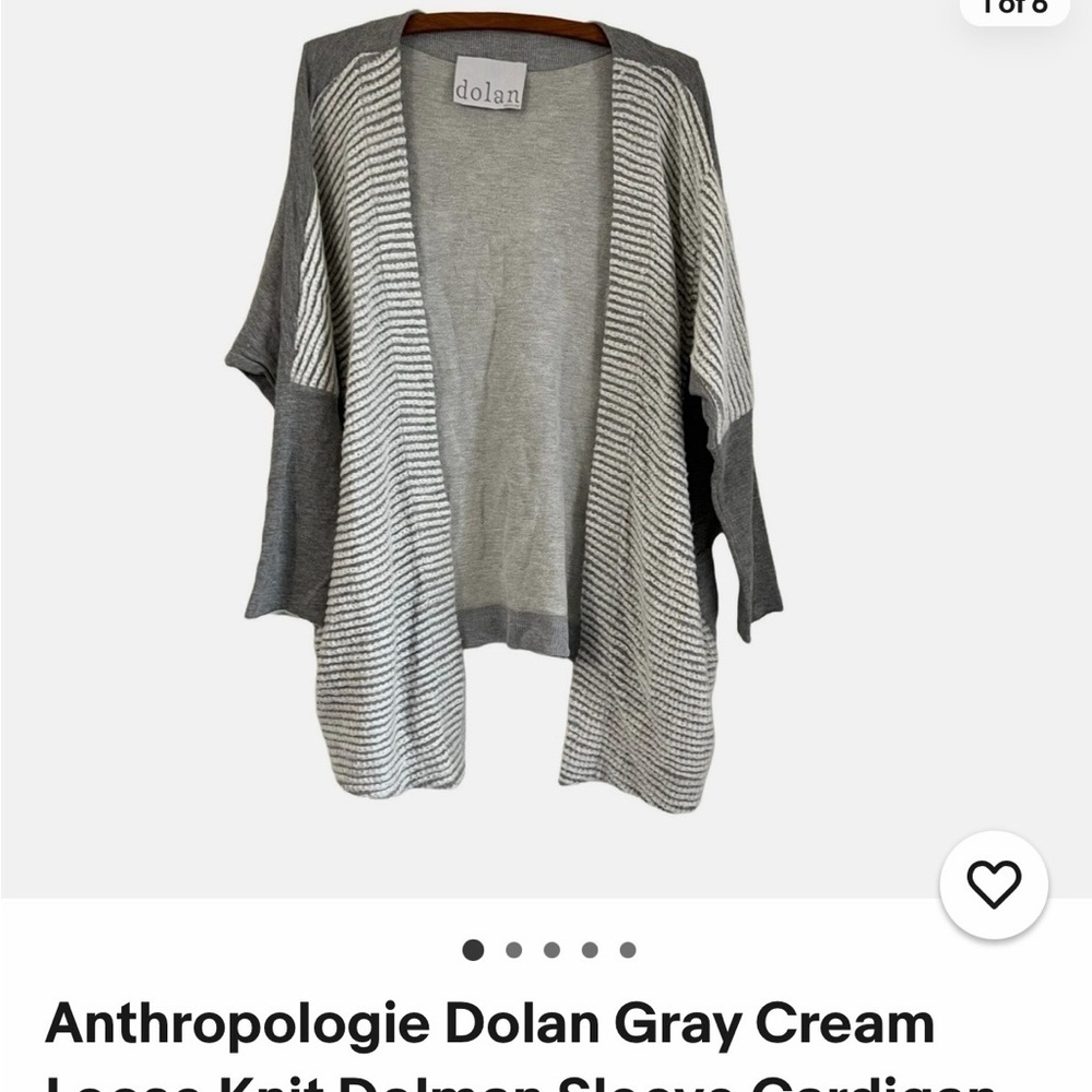 Anthropologie Dolan Gray and Cream dolman sleeve Cardigan in L - Picture 6 of 7